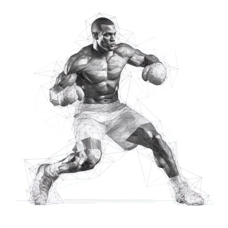 Male boxer linear art illustration.の素材