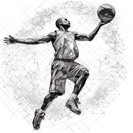 Abstract basketball player with ball from splash of watercolors. illustration of paints.の素材