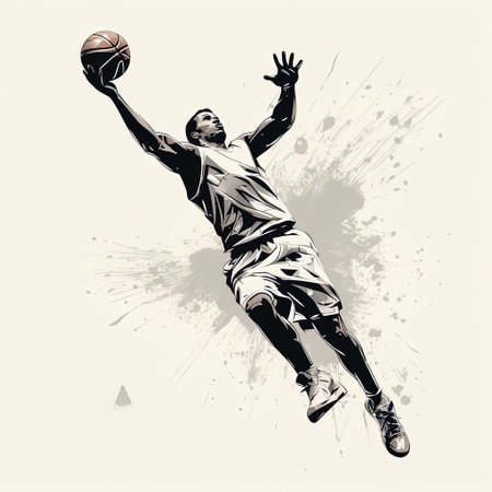 Abstract basketball player with ball from splash of watercolors. illustration of paints.の素材