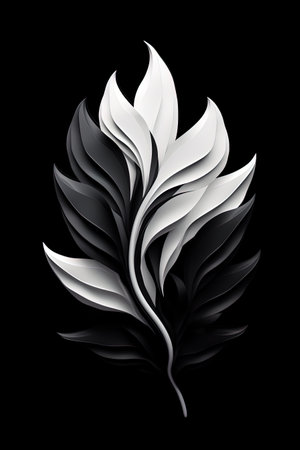 black and white abstraction of acanthus leaf. Generative AIの素材