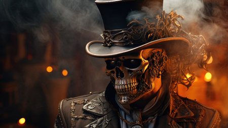 the human skeleton is robotic. Futuristic illustration. The concept of the future. Generative AIの素材