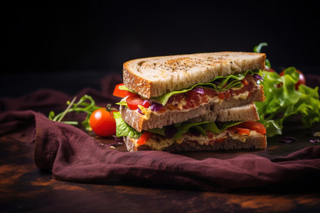 Whole grain bread sandwiches Rustic style Generative AIの素材