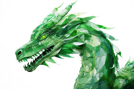 abstraction of a green dragon on a white background, for design, symbol of the year 2024 Generative AIの素材