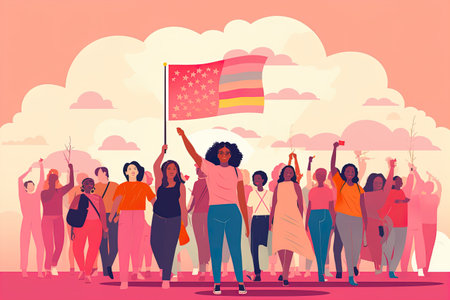 Feminism fists, protest and revolution, feminists fight, woman rights union, female power and solidarityの素材