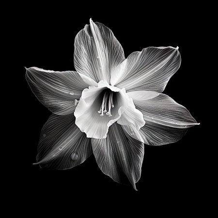 abstract narcissus petals, black and white illustrationの素材