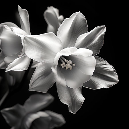 abstract narcissus petals, black and white illustrationの素材