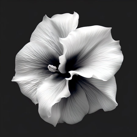 Abstract Hibiscus petals, black and white illustration. banner, design for paintings, albumsの素材