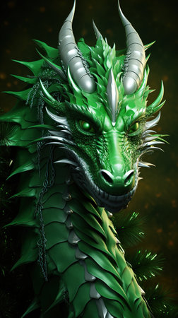 Christmas Background for smartphone with dragon, frame, banner. New Year.の素材