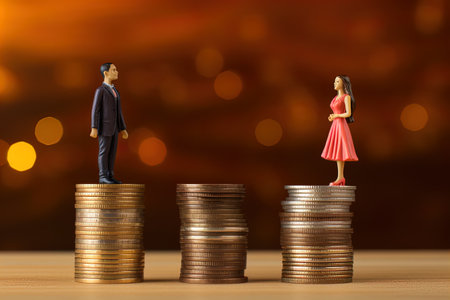 Gender equality - Weight scale with gender signs showing equal weight. Generative AIの素材