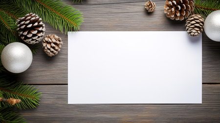 Close up of a white sheet of paper on a gray wood desk, top view Generative AIの素材