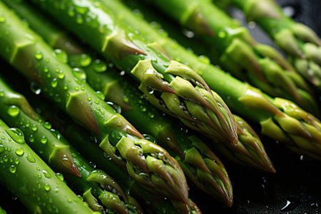 Asparagus. Fresh Asparagus. Pickled Green Asparagus. Bunches of green asparagus , top view, Healthy, dietary, vegetarian foodの素材