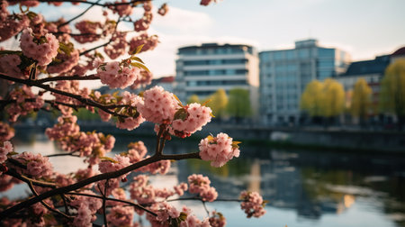 Spring cityscape, the Concept of a beautiful, Clean urban environment. Image for Magazines, Banners.の素材