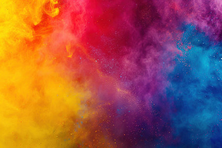 Colored powder explosion on gradient dark background. Freeze motion.の素材