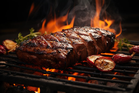 gaucho cooking the meat on the fire, making the barbecue on the coals, Photos and menus of cafes and restaurants, Magazinesの素材