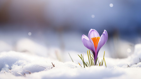 Delicate purple saffron flowers close-up. Rare purple and white striped crocus Pickwick grow on a flowerbed. Saffron harvest season. Beautiful floral background.の素材