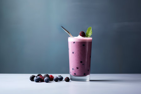 A smoothie of vanilla yogurt, blueberries, Image for cafe menu, Bannerの素材