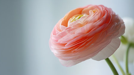 Set with beautiful spring ranunculus Flowers on Background. Banner design. Copy spaceの素材