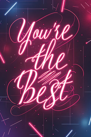 A postcard with the word "You're the best". Used for invitation to the wedding, greeting cards, flyers. Design of albums, notebooks, banners, Vector illustration.の素材