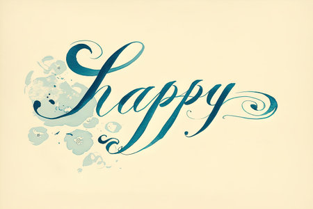 A postcard with the word "Happy". Design of albums, notebooks, banners. Vector illustration.の素材
