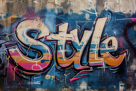 A postcard with the word "Style". Design of albums, notebooks, banners. Vector illustration.の素材