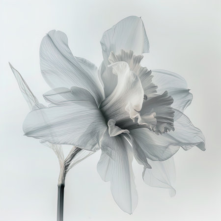 Abstract Narcissus petals, black and white illustration.の素材