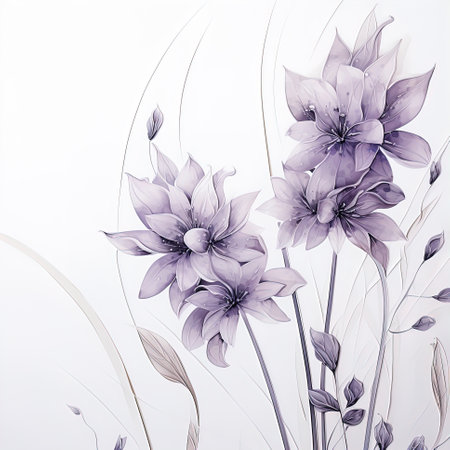 Abstract Lilac petals, black and white illustration. Illustration for design, for paintingsの素材