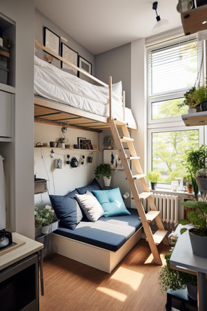 Tiny apartment with space saving solutions, Interior Designの素材