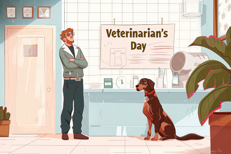 International Veterinarian Day. Vector illustration of animal care. Flat style.の素材