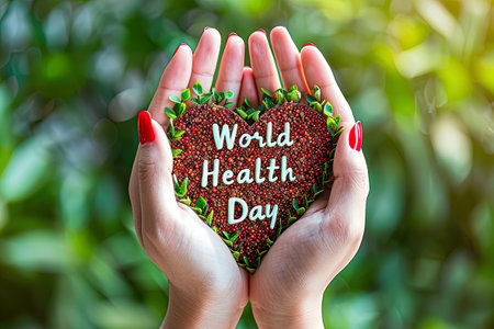 Heart design on World Health Day. In commemoration of the holiday on April 7th. Vectorの素材