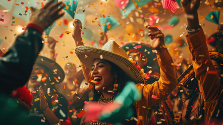 Cinco de Mayo Holiday. Mexican traditional dancers Couple in the parkの素材
