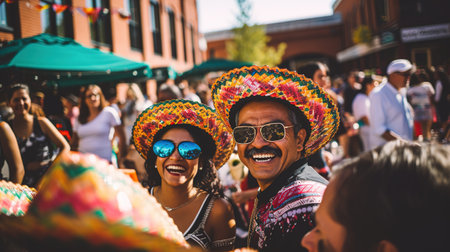 Cinco de Mayo Holiday. Mexican traditional dancers Couple in the parkの素材