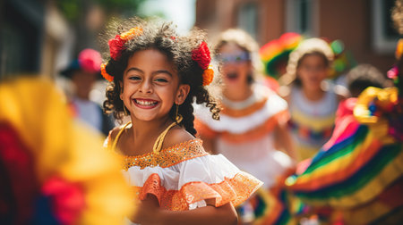 Cinco de Mayo Holiday. Mexican traditional dancers Couple in the parkの素材
