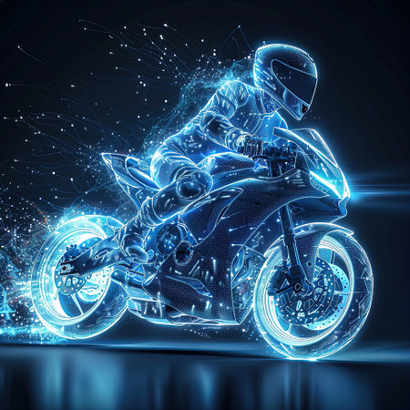 Motorcyclist at sport bike rides. Design of clothes, albums, notebooks. Sports banners, postcardsの素材