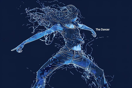 An illustration of a modern Dancer. Design of clothes, albums, notebooks. banners, postcardsの素材