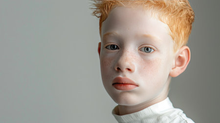International Albinism Awareness Day. An Albino among People.の素材