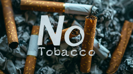 World No Tobacco Day Concept Stop Smoking. tobacco cigarette butt on the floorの素材