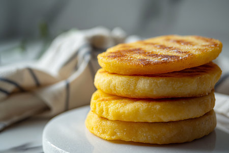 Arepas made with corn flour and cooked in a pan, it is similar to a corn tortillaの素材
