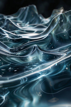 Captivating Abstract Illustration of Swirling Midnight Waves, abstract illustration, black colors wave, ethereal elegance, captivating, swirling, midnight waves, artistic, enigmaticの素材