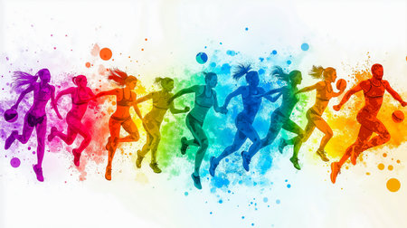 Sports and Fitness Image emphasizing people exercising and a healthy Lifestyleの素材