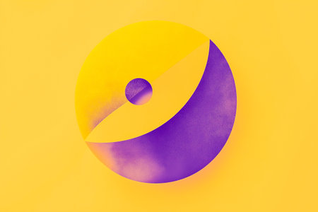 Abstract style illustration, logo for the artist's portfolio website, made in soft yellow and purple tones.の素材