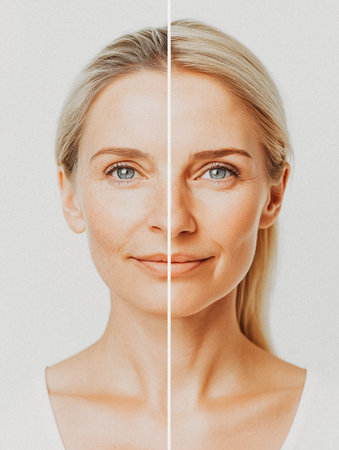 Comparison of the female face, aging and youth, The effect of cosmetology on the skin of the faceの素材