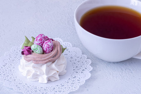 Marshmallow dessert on a light background