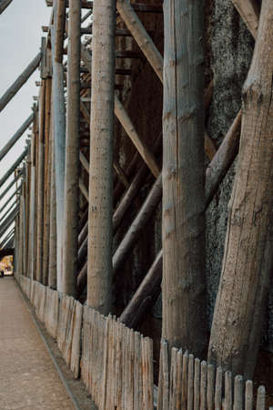 Wooden construction on an old salt productionの写真素材