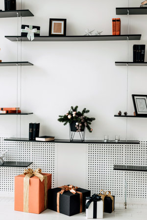 Gift boxes in beautiful paper. Boxing Dayの写真素材