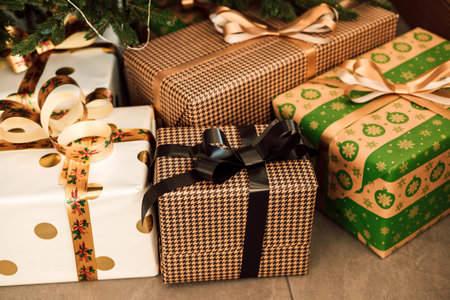 Boxing day. Gifts in boxes beautiful packaging