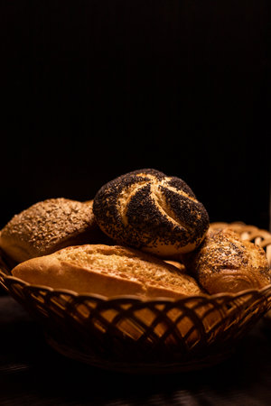 Homemade scones on a plate on a black background. High quality photoの写真素材
