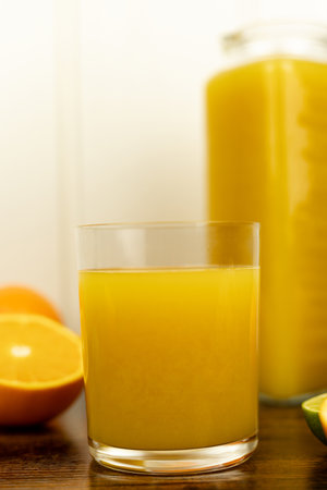 A glass of juice on the table. High quality photoの写真素材