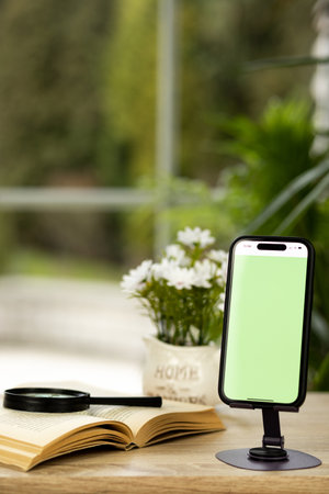 Close-up of a magnifying glass on a book. High quality photoの写真素材