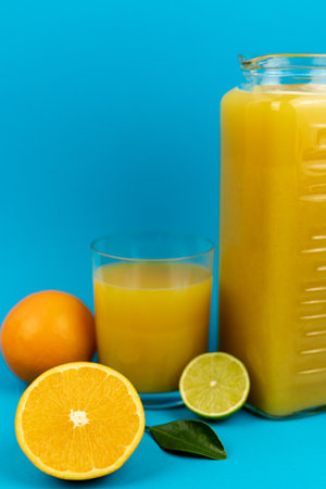 Glass of orange juice in glass close-up. High quality photoの写真素材