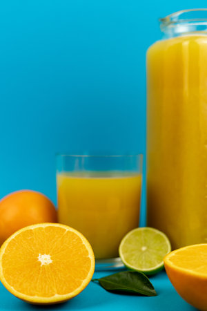 Glass of orange juice in glass close-up. High quality photoの写真素材